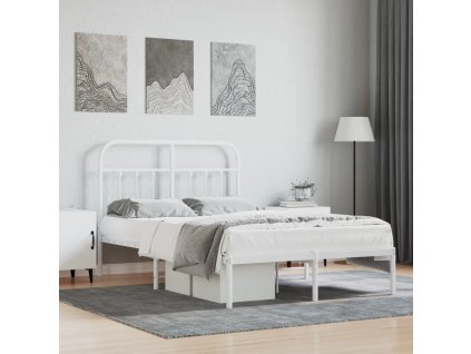 Kovový rám postele s čelem bílý 120 x 200 cm 352625