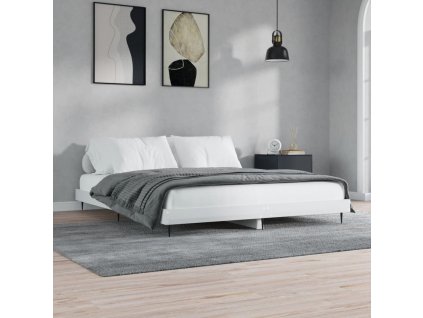 Rám postele bílý s vysokým leskem 200 x 200 cm kompozitní dřevo 832215