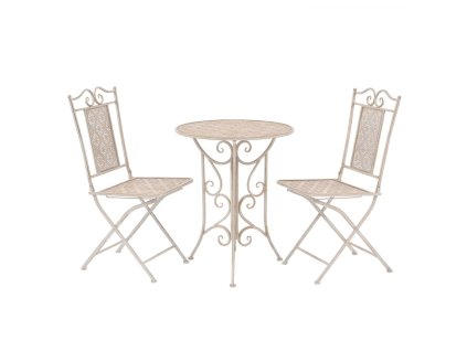 3dílný bistro set ocelový bílý 43149