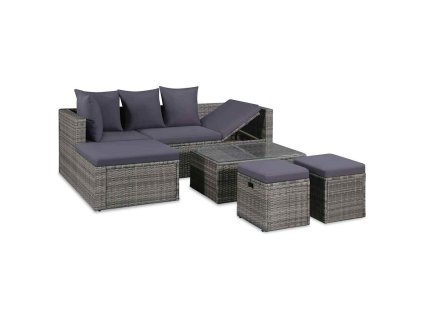 4dílná zahradní sedací souprava s poduškami polyratan šedá 43956