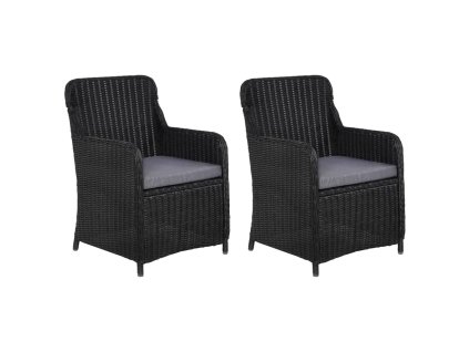 Zahradní židle s poduškami 2 ks polyratan černé 44146