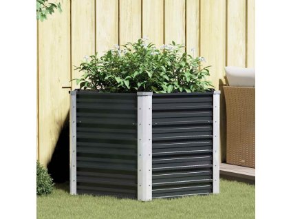 Vyvýšený záhon antracitový 129 x 129 x 77 cm pozinkovaná ocel 45734