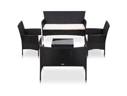 5dílná zahradní sedací souprava s poduškami polyratan černá 45893