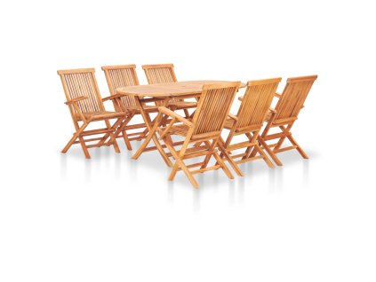 7dílný skládací zahradní jídelní set masivní teakové dřevo 48999