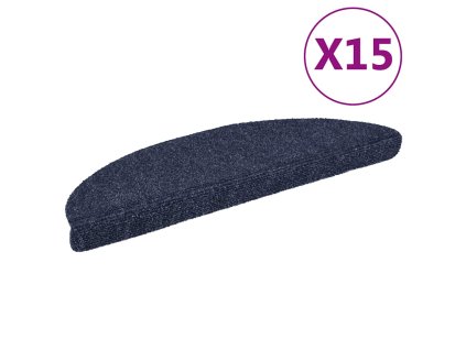 Schodové rohože samolepicí 15 ks 56 x 17 x 3 cm modré půlkulaté 132695