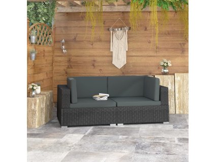 Dílčí rohová křesla 2 ks s poduškami polyratan černá 47263