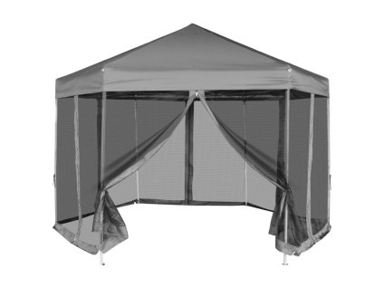 Šestiúhelníkový party stan s 6 stěnami šedý 3,6 x 3,1 m 42111