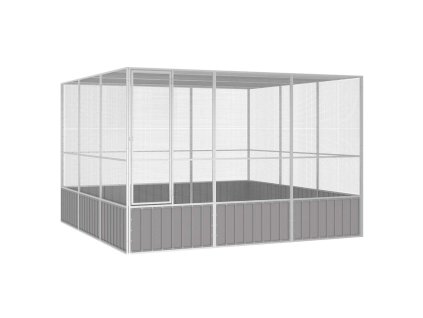 Ptačí klec šedá 302,5x324,5x211,5 cm pozinkovaná ocel 171553