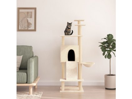 Škrabadlo pro kočky se sisalovými sloupky krémové 153 cm 171750