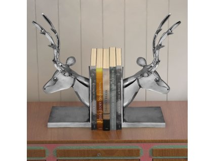 Zarážky na knihy ve tvaru jelena 2 ks hliník stříbrná