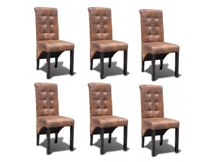 Jídelní židle 6 ks hnědé umělá kůže
