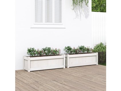 Zahradní truhlíky 2 ks bílé masivní borové dřevo 837452