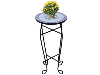 Mozaikový stolek na květiny modrý a bílý 41128