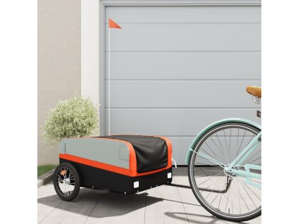 Vozík za kolo černý a oranžový 45 kg železo 94040