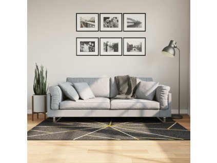 Koberec pratelný černý a zlatý 120 x 180 cm protiskluzový 136617