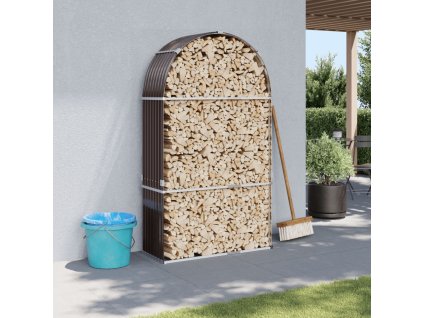 Stojan na dřevo hnědý 120 x 45 x 210 cm pozinkovaná ocel 364572