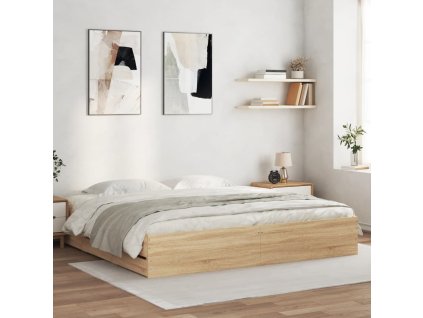 Rám postele se zásuvkami dub sonoma 200x200 cm kompozitní dřevo 3207247