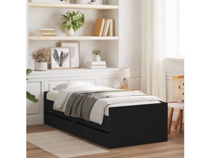 Rám postele se zásuvkami černý 100 x 200 cm 3207337