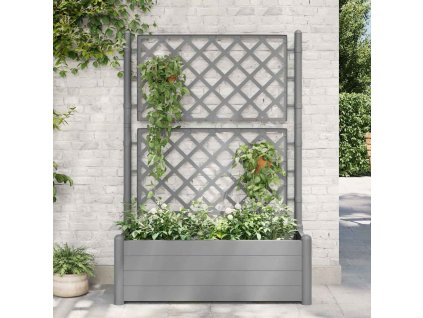 Zahradní truhlík s treláží 100 x 43 x 142 cm PP kamenný šedý 317582