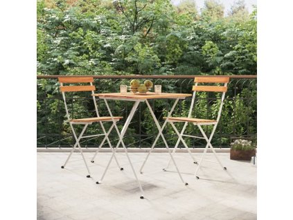 3dílný skládací bistro set masivní akáciové dřevo a ocel 319972