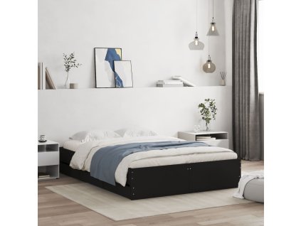 Rám postele se zásuvkami černý 135 x 190 cm kompozitní dřevo 3207309