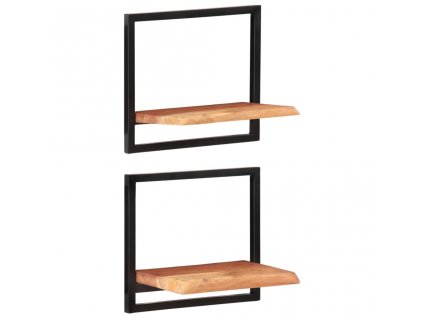 Nástěnné police 2 ks 40 x 24 x 35 cm masivní akácie a ocel 338460
