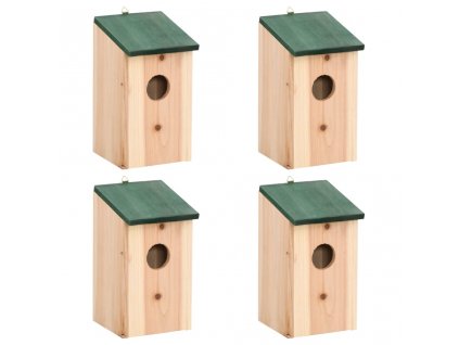 Ptačí budky 4 ks dřevěné 12 x 12 x 22 cm 41012