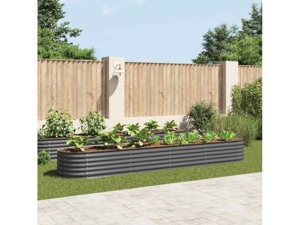 Vyvýšený záhon 400 x 80 x 44 cm pozinkovaná ocel šedý 45526