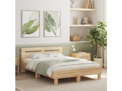 Rám postele s čelem a LED osvětlením dub sonoma 120 x 190 cm 3207576