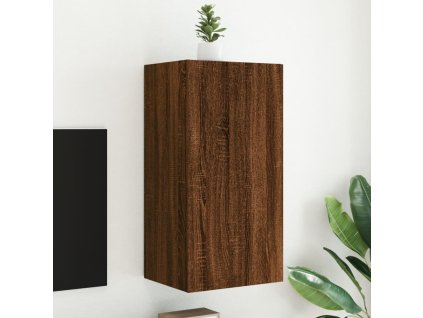 Nástěnná TV skříňka s LED osvětlením hnědý dub 40,5x35x80 cm 837266