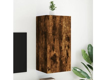 Nástěnná TV skříňka s LED osvětlením kouřový dub 40,5x35x80 cm 837264