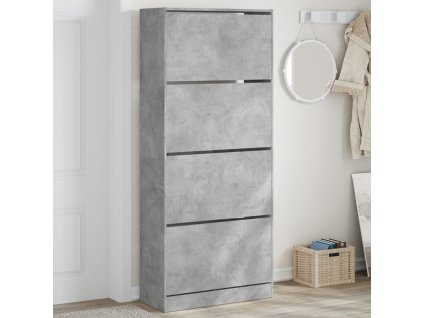Botník se 4 výklopnými zásuvkami betonově šedý 80x34x187,5 cm 3214381