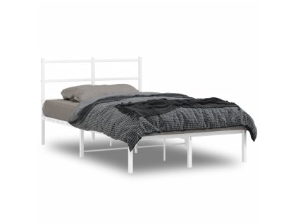 Kovový rám postele s čelem bílý 120 x 200 cm 355412