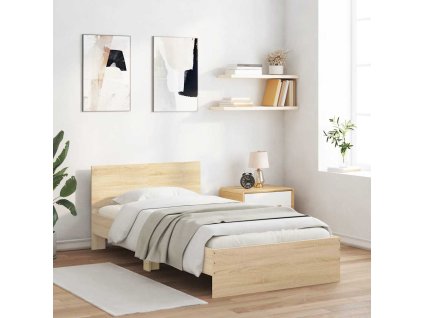 Postel bez matrace s čelem dub sonoma 100 x 200 cm 838619