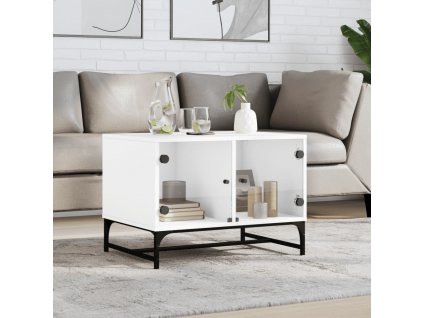 Konferenční stolek se skleněnými dvířky bílý 68,5 x 50 x 50 cm 836539