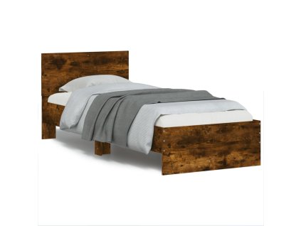 Rám postele s čelem a LED osvětlením kouřový dub 75 x 190 cm 838845