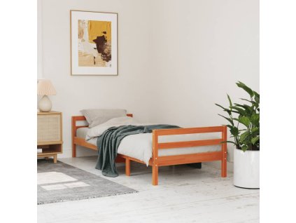 Postel bez matrace voskově hnědá 90 x 190 cm masivní borovice 844487