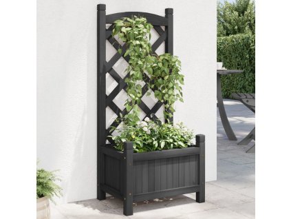 Truhlík s treláží černý masivní jedlové dřevo 365484