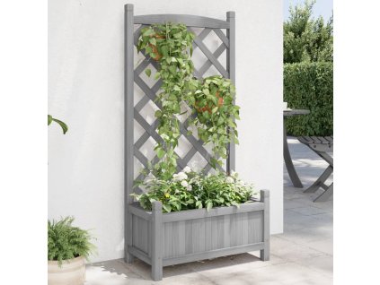 Truhlík s treláží šedý masivní jedlové dřevo 365486