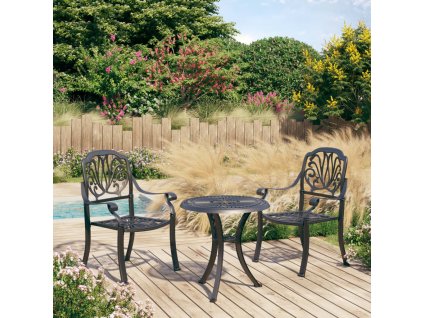 3dílný bistro set litý hliník černý 3070566