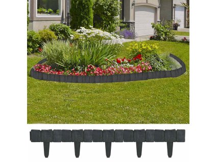 Plastový obrubník na záhony vzhled kamene 41 ks 10 m 40917