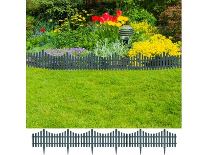 Zahradní dekorativní plot 17 ks 10 m zelený 41229