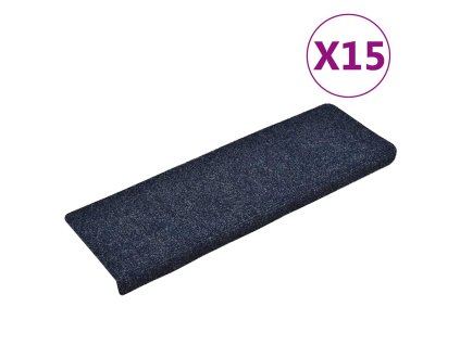Schodové rohože samolepicí 15 ks 65 x 21 x 4 cm modré s obdélníkovým okrajem 134566