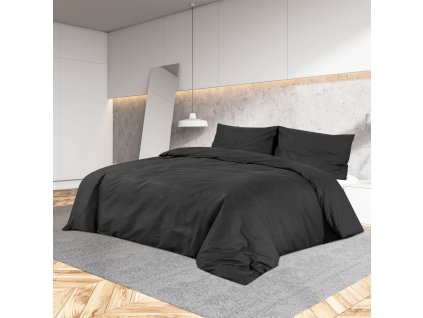 Sada ložního prádla černá 200 x 200 cm lehké mikrovlákno 135976