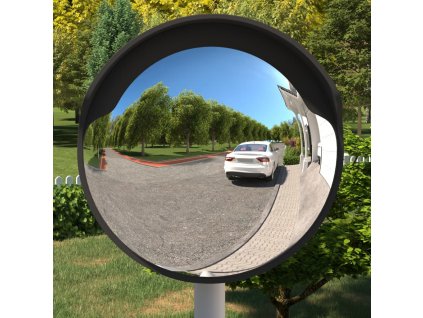 Venkovní konvexní dopravní zrcadlo černé Ø 60 cm polykarbonát