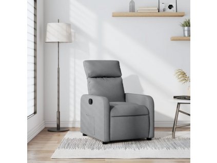 Polohovací křeslo světle šedé textil 374165