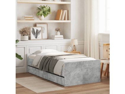 Rám postele se zásuvkami betonově šedý 75 x 190 cm Small Single 3207388