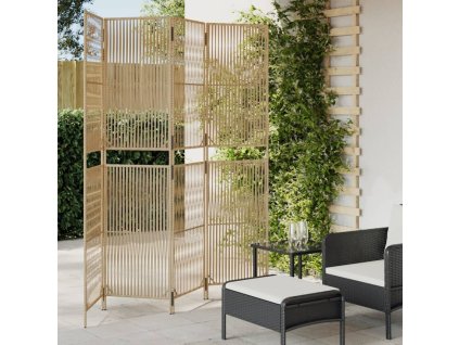 Dělicí stěna 4 panely béžová polyratan 365395