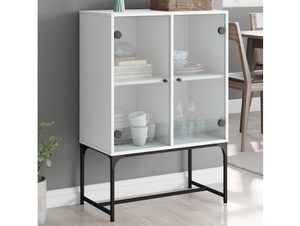Odkládací skříňka se skleněnými dvířky bílá 69x37x100 cm 836546