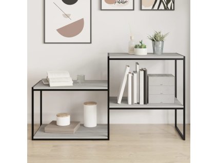 Nástěnné police 4 ks šedé sonoma 60x40x1,5 cm kompozitní dřevo 838245